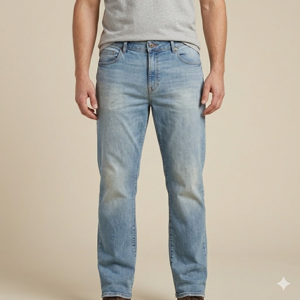 Lee Modern Series Straight Fit Coolmax Denim Jeans 38x30 Light Wash